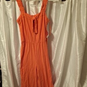 Riley & Rae Vibrant Orange Jumpsuit 2 Linen Blend 💖💖💖💖